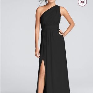 Long One-Shoulder Crinkle Chiffon Dress